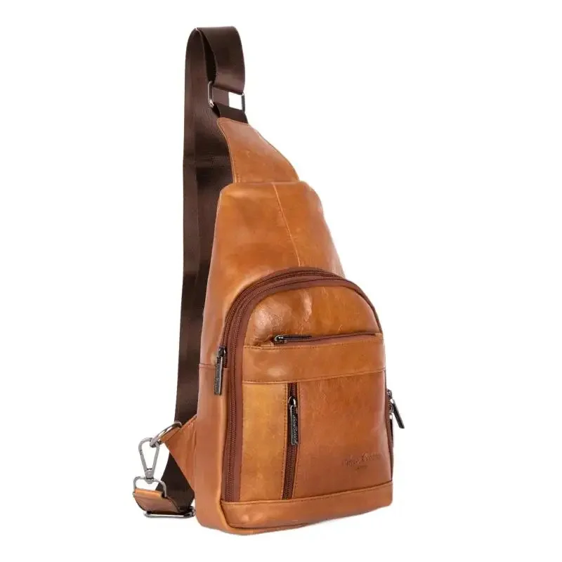 

New Genuine Leather Men's Chest Bag Vintage Cowhide Crossbody Large Capacity Male Shoulder Messenger Casual Sling