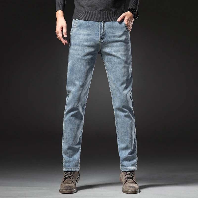 Winter Men Vintage Brand Classic Retro Youth Fashion Fit Straight Leg Casual Stretch Denim Jeans men jeans mens jeans jeans trousers denim trousers
