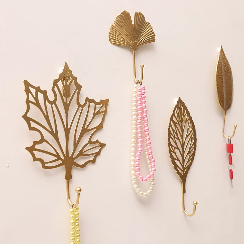 

Nordic Style Decorate Leaf Hooks Gold Luxury Creative Storage Hooks Bathroom Accessories Key Hooks Holder Wall Coat Rack Hangers