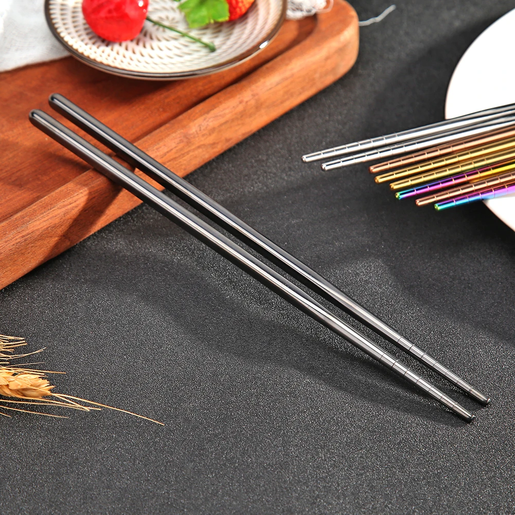 Stainless Steel Chopsticks Portable Non-slip Food Sticks Tableware Chinese Gifts