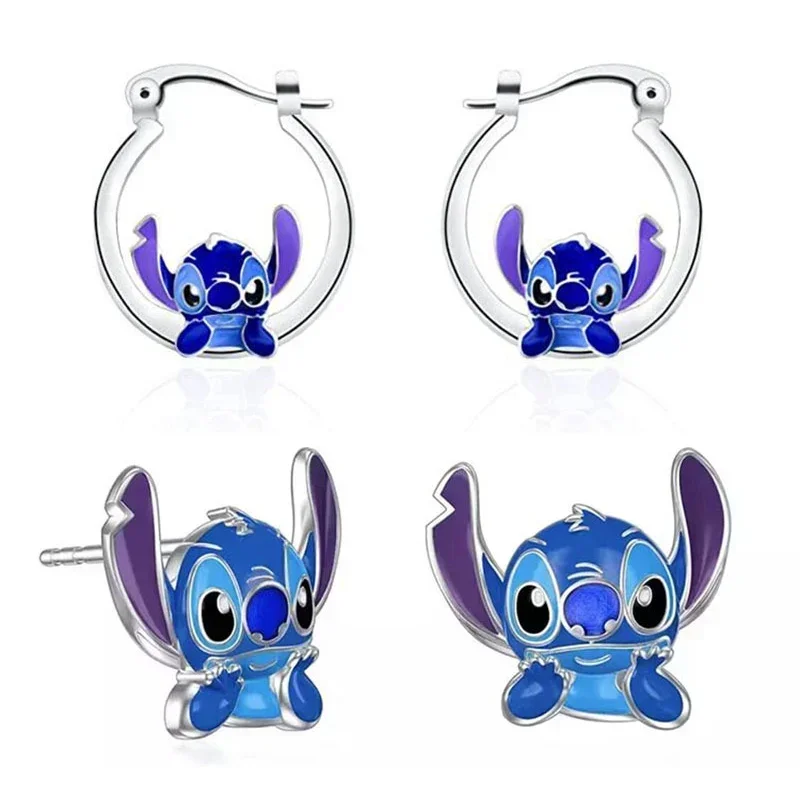 thumbnail image 4 of Pendientes de orejas de Disney Stitch, pendientes de metal Kawaii de Mickey Mouse, pendientes tipo botón, accesorios de joyería delicados para mujer, regalos de Navidad para niña, 4 of 5