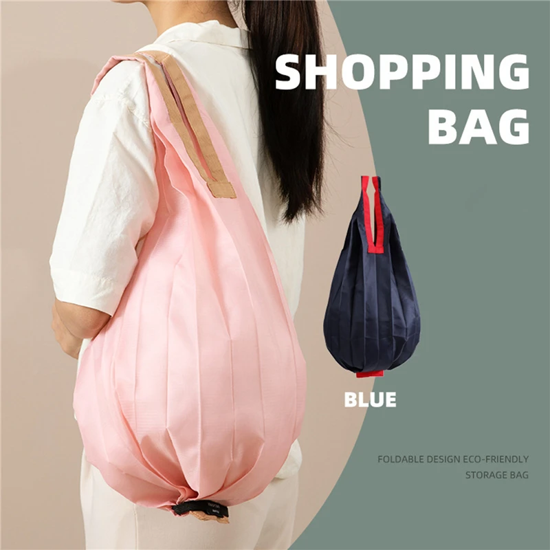Reusable Shopping Bags Large Portable Eco-Friendly Foldable Shoulder Bag Handbag Pocket Totes Bag Folding Grocery Pouches - 2