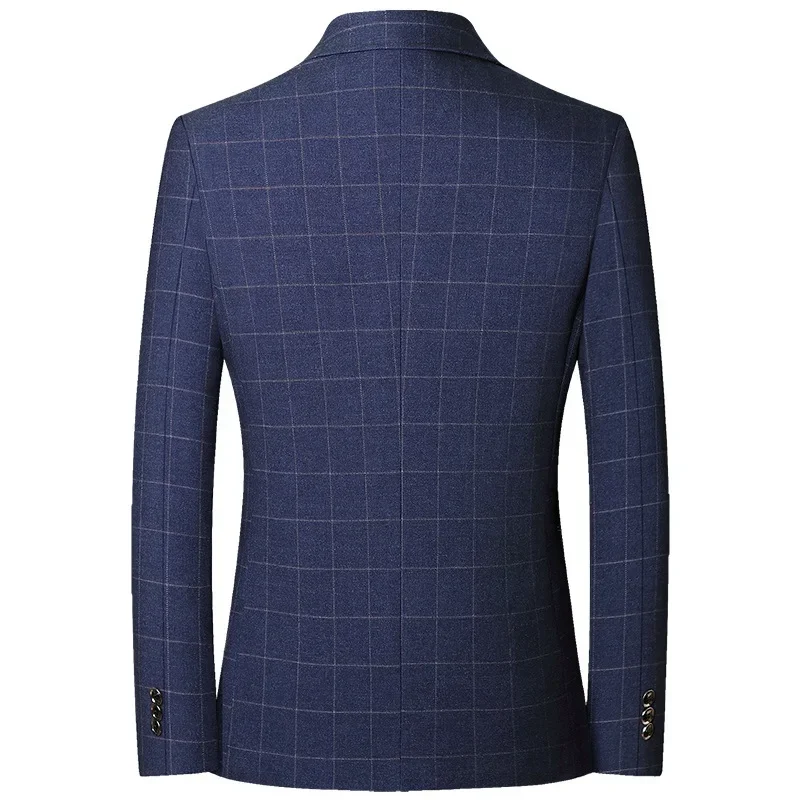 

New Spring Autumn Blazers Men Slim Fit British Plaid Formal Suit Jacket Party Wedding Business Casual Blazers Male Size 4XL-M