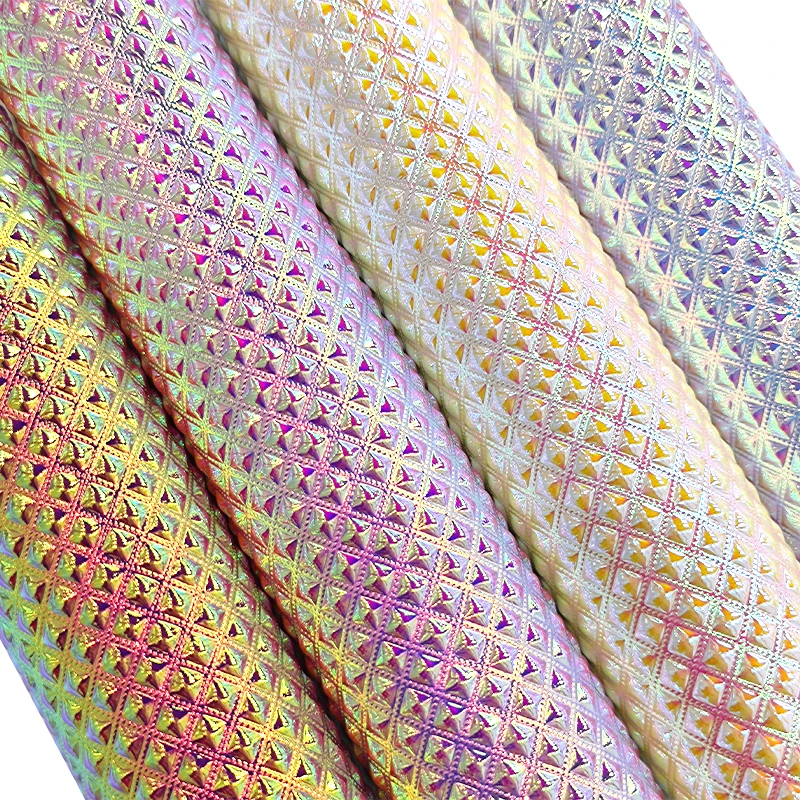 

Incline Diamond Bump Textured Holographic Spunlace Fabric Sheet for Making Bag Decoration DIY Earring Shoe Craft 46*135CM