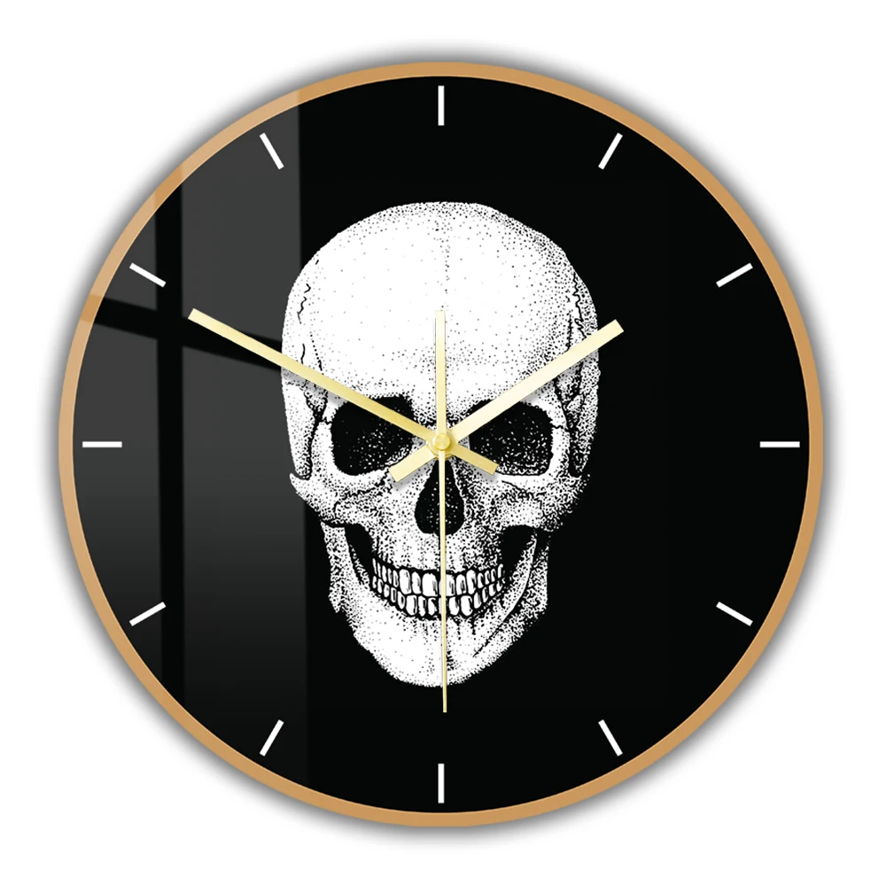 Skull Head Wall Clock For Minimalist Watch Halloween Horror