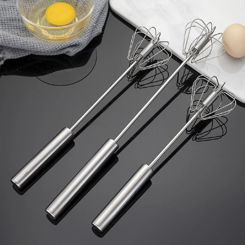 Rotary Whisk Stainless Steel Semi-automatic Whisk Press Rotary Whisk Household Cream Egg Baking Gadget