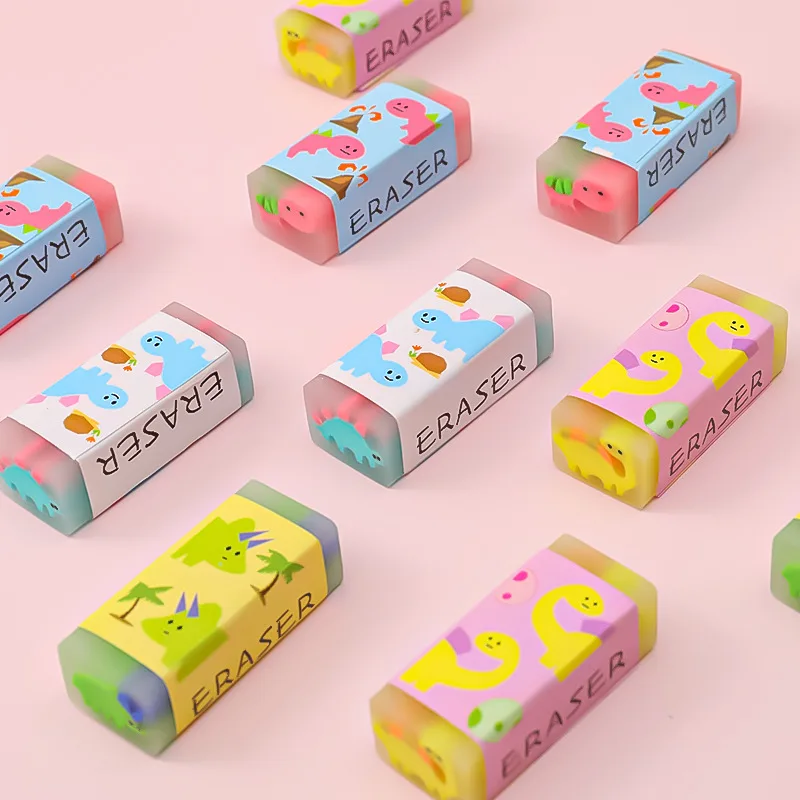 kawaii cartoon dinosaur Eraser Rubber 3 pcs/lot 4B pencil eraser Primary Student Prizes Promotional Gift Stationery