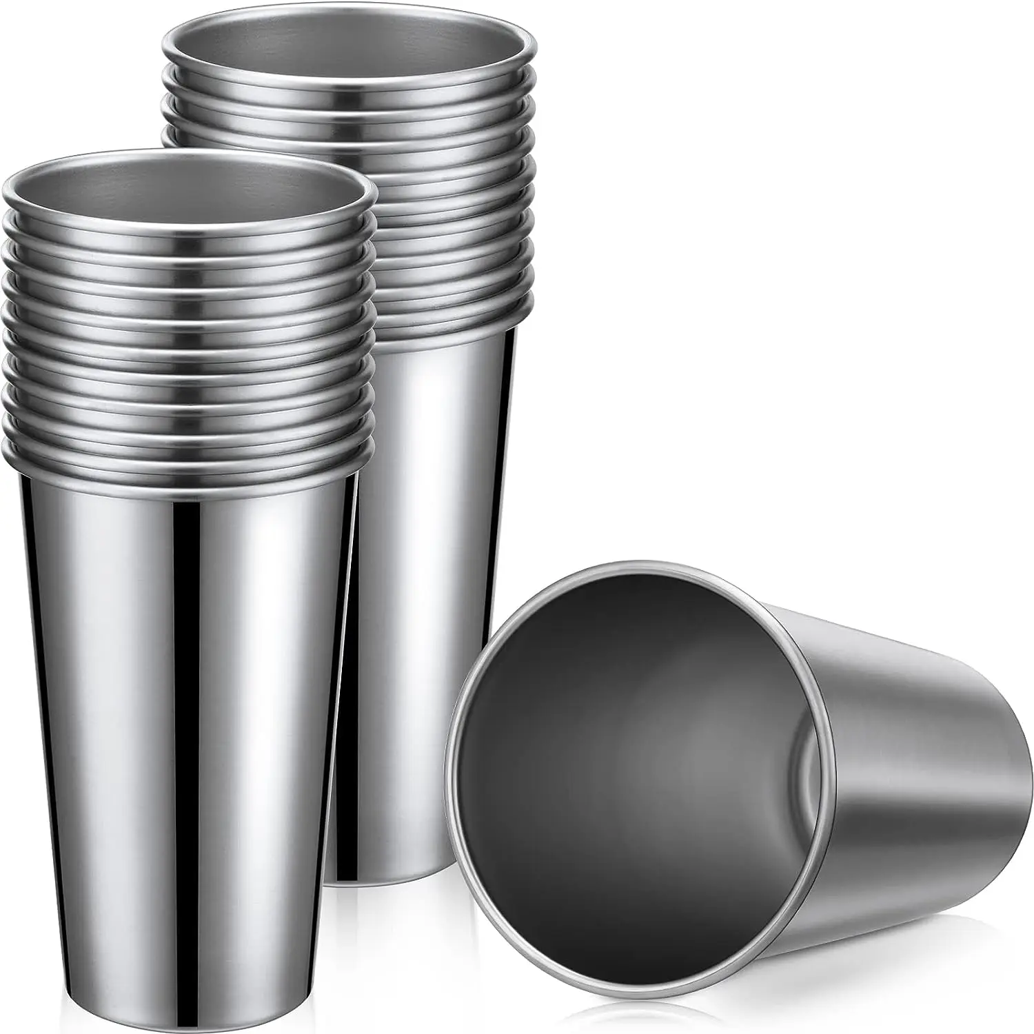 4 Pack 24oz 700ml Stainless Steel Pint Cup,Healthy Unbreakable and Stackable,Metal Drinking Glasses