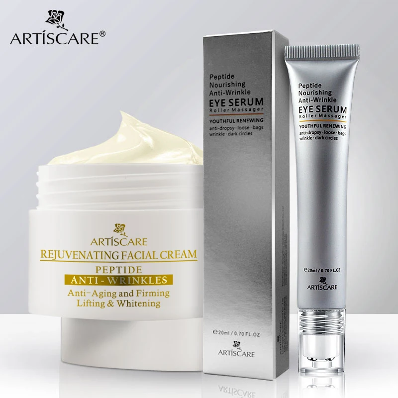 ARTISCARE Peptide Anti Wrinkle Facial Cream + Eye Serum Roller Massager Anti Aging Skin Whitening Lifting Firm Acne Treatment