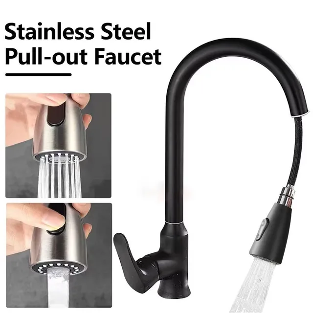 NUOVO 304 estraibile in acciaio inossidabile rimbalzo automatico doppia modalità uscita acqua lavabo cucina rubinetto per lavaggio a mano rubinetti caldi freddi 5