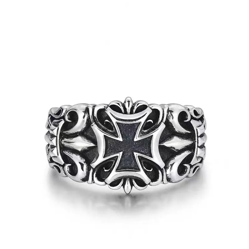 Men's Cross Ring Punk Large Cross Ring Adjustable Size Fashion Men's Personalized Design Jewelry Street Retro Gothic Trend Jewelry Accessories