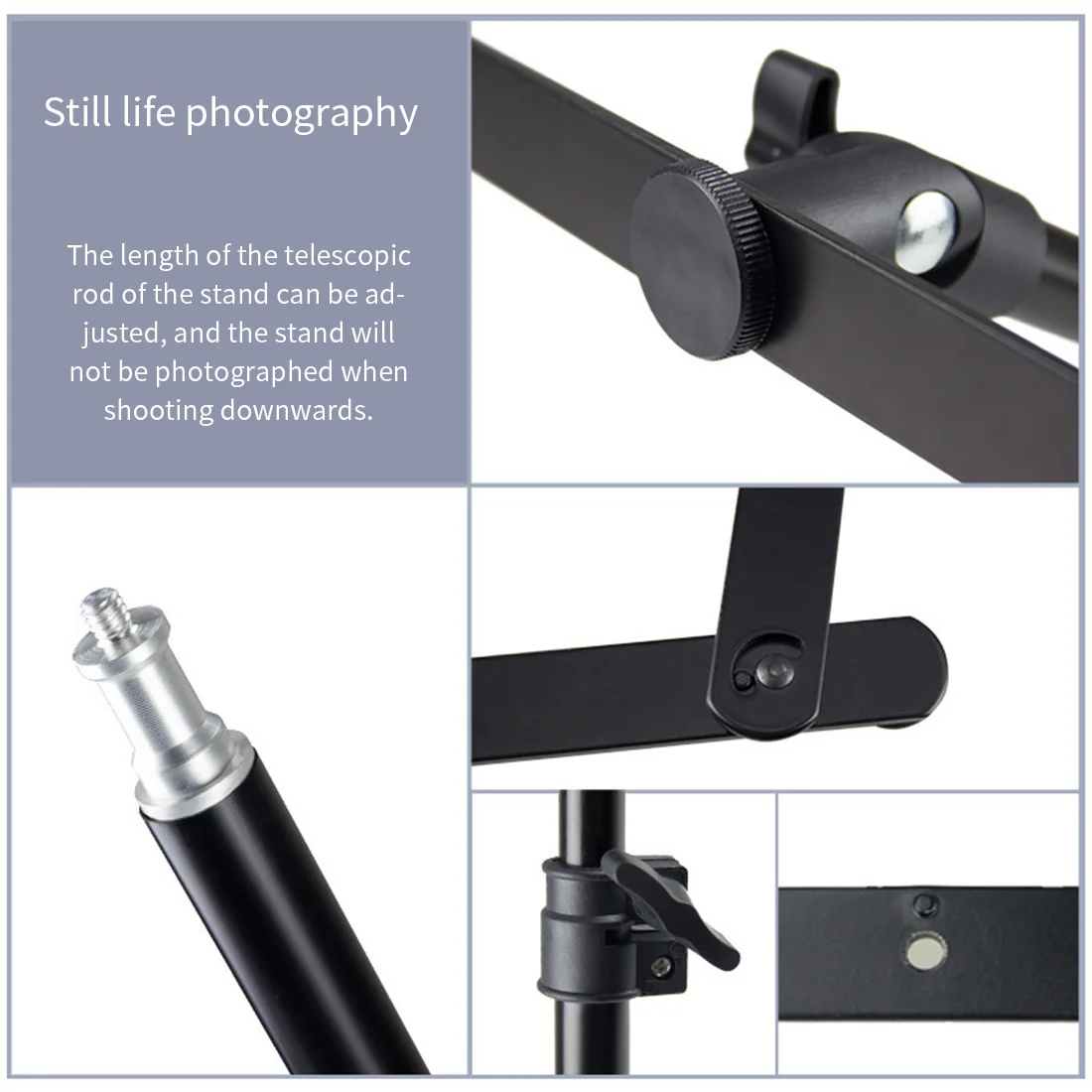 Foldable Bracket Mobile Phone Overhead Stand Live Light Extension Rod Microphone Vlog Shooting Support SLR Mount Photo Studio