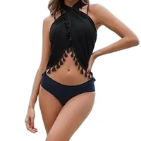Women's Sarong Coverups Sexy Short Bathing Suit Chiffon Wrap Skirt Beach Swimsuit Cover Ups with Tassels Swimwear - Image 5