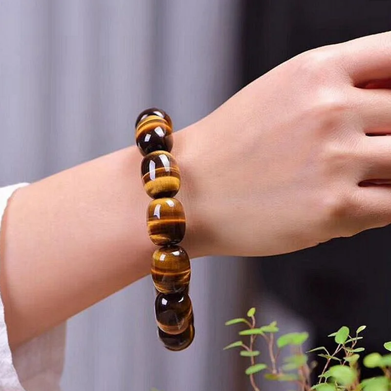 Feng Shui Gift Natural Tiger Eye Bucket Beads Crystal Bracelet for man and women good Lucky Amulet Jewellery