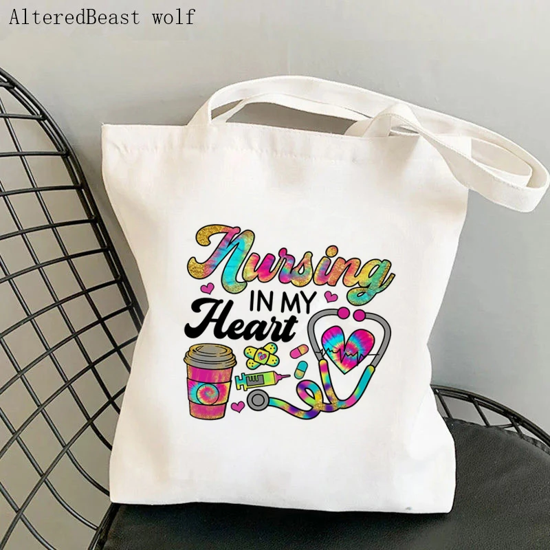 Women Shopper bag Nurse Smart Loyal Strong Kawaii Bag Harajuku Shopping Canvas Shopper Bag girl handbag Tote Shoulder Lady Bag