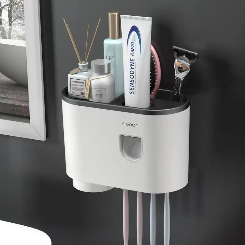 Soporte magnético para cepillos de dientes invertidos con adsorción para baño, exprimidor automático de pasta de dientes para pared, accesorios de baño