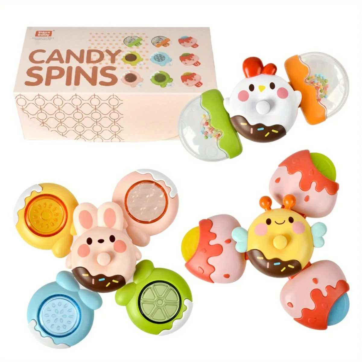 Baby candy suction cup spinning music children's water table gyro rotating baby rattle toothpaste toy