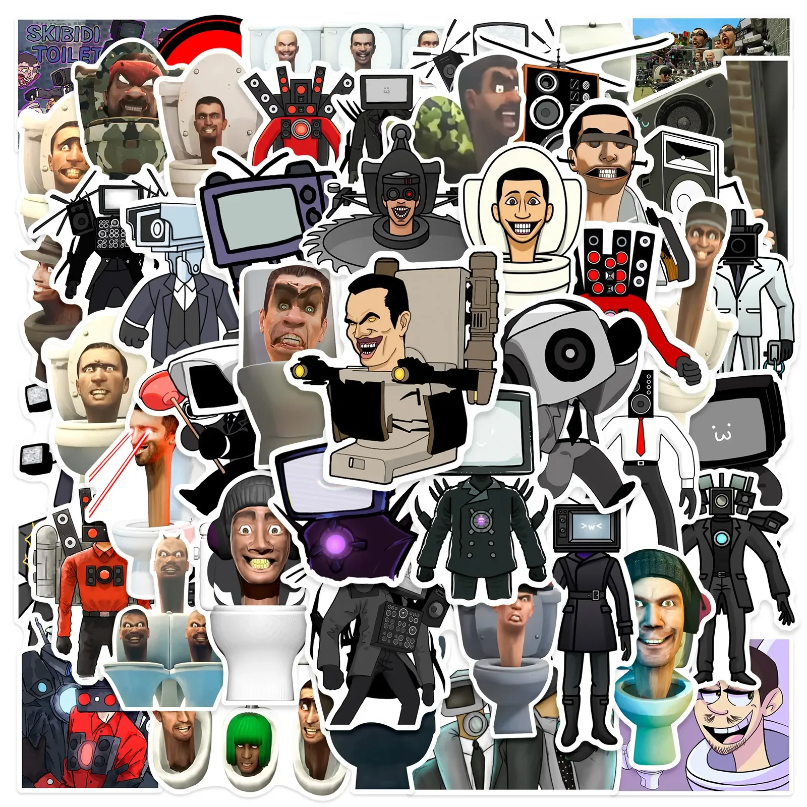

200PC Popular Toilet Man Monitoring Man Graffiti Stickers Tablet Phone Case Notebook Stickers Birthday Gift for Girls Kids Boys