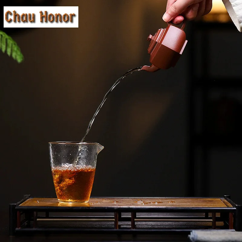 120ml Retro Yixing Purple Clay Teapots Artists Handmade Hexagonal Pot Raw Ore Purple Mud Tea Maker Kettle Zisha Tea Set Gift