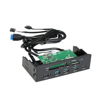 5.25" Internal Card Reader Media Multi-Function Dashboard PC Front Panel Type-C USB 3.1 USB 3.0 Support CF MD XD MMC TF M2 MS