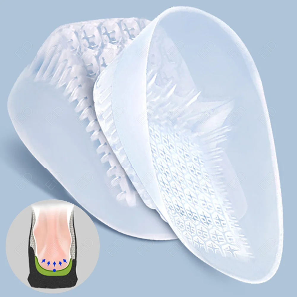 Weiche Silikon-Gel-Einlegesohlen für Fersenspornschmerzen, Fußschmerzen, Kissen lindern, Fußmassagegerät, Pflege, halbe Fersen-Einlegesohle, Höhenerhöhung – Detail 7