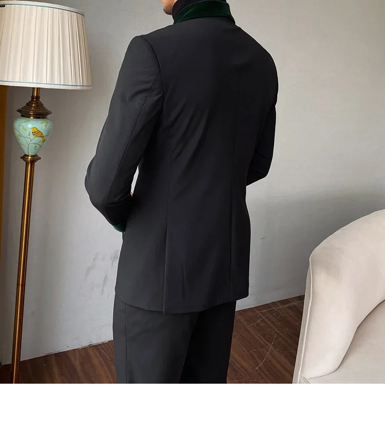 Elegant Grey Smart Casual Mens Suit High Quality Slim Fit Blazer Hombre Double Breasted Custom 2 Piece Jacket Pant Costume Homme