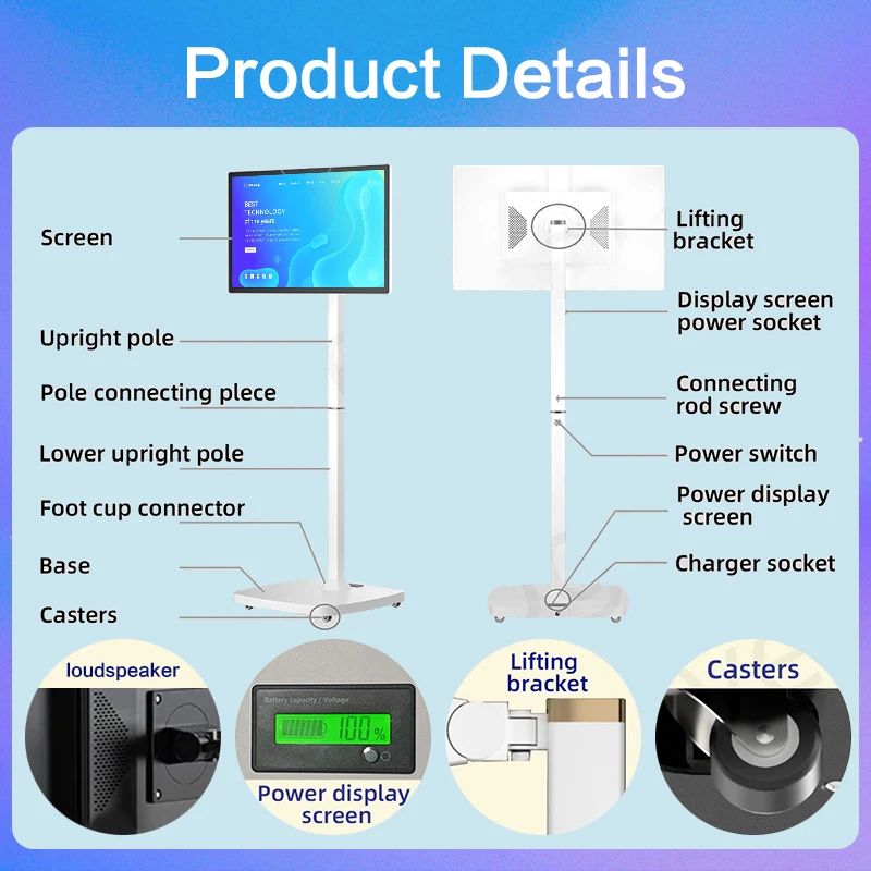 WOGO smart tv 21 23 27 32 inch android 10 12 touch screen all in one smart television portable tv for home business gaming