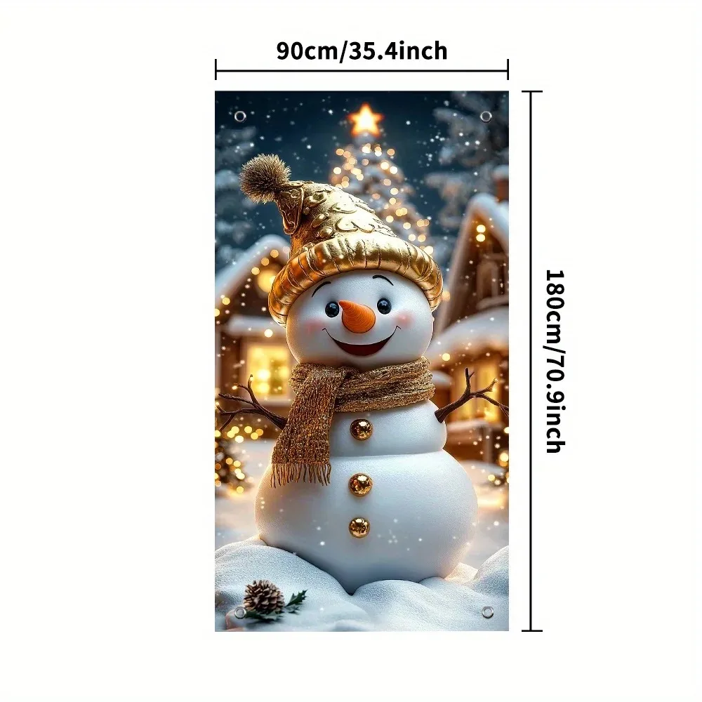 Golden Hat Snowman Christmas Door Banner-Festive front door cover festive decorations for indoor and outdoor use christmas decorations