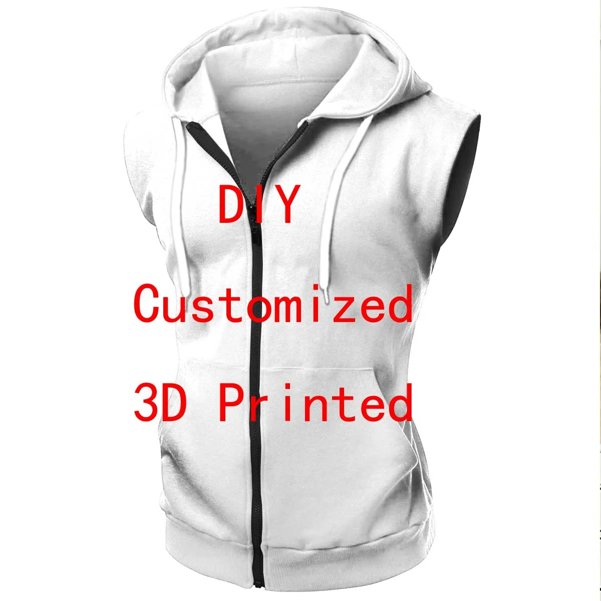 

MCDV-DropShipping VIP Link Tops DIY 3D Printed Sleeveless Zipper Hoodies Unisex Sleeveless Jacket