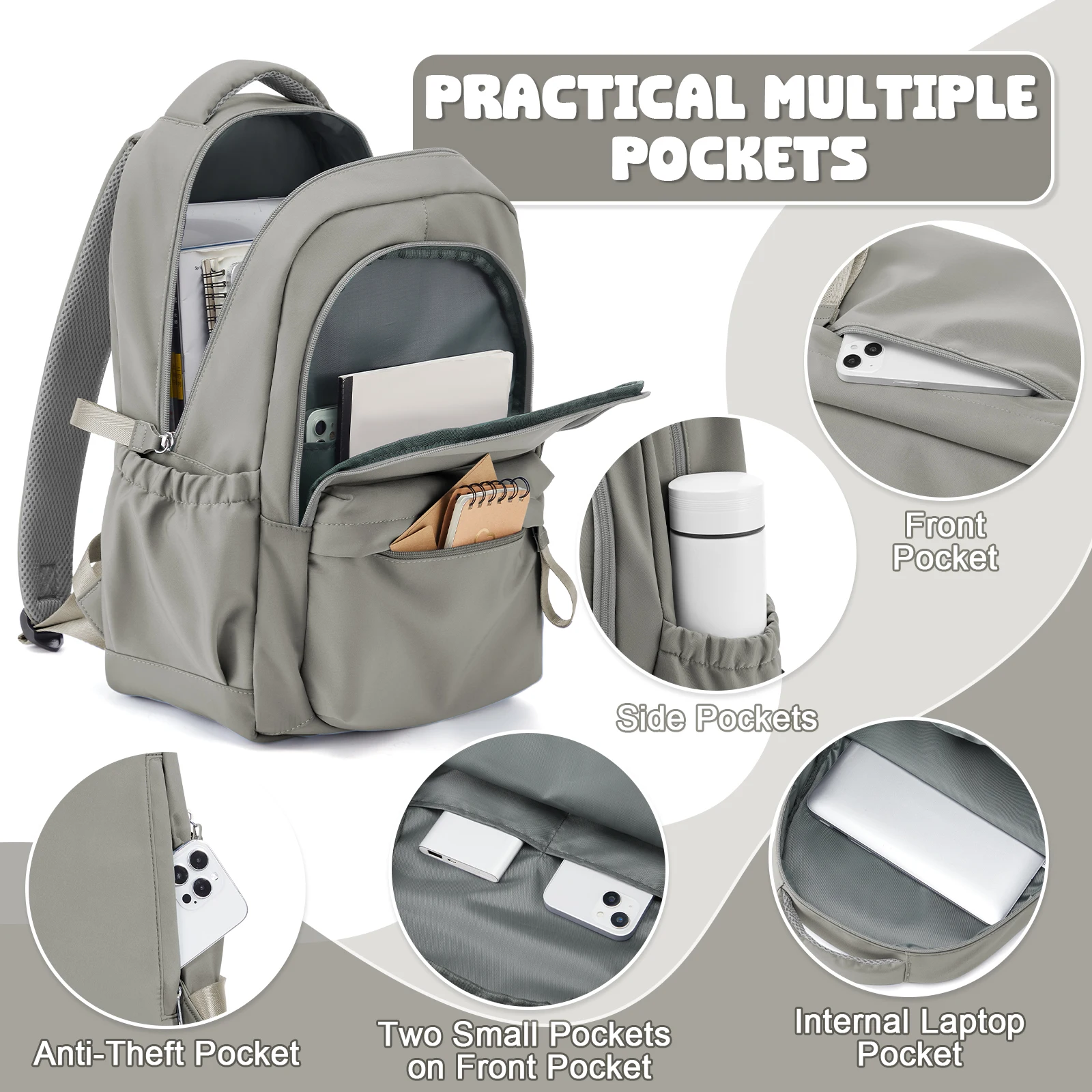 Laptop Backpack for Women, Anti Theft Work Backpack for 14 Inch, School Backpack Nurse Backpack, Bookbag for Teenage Girls Boys