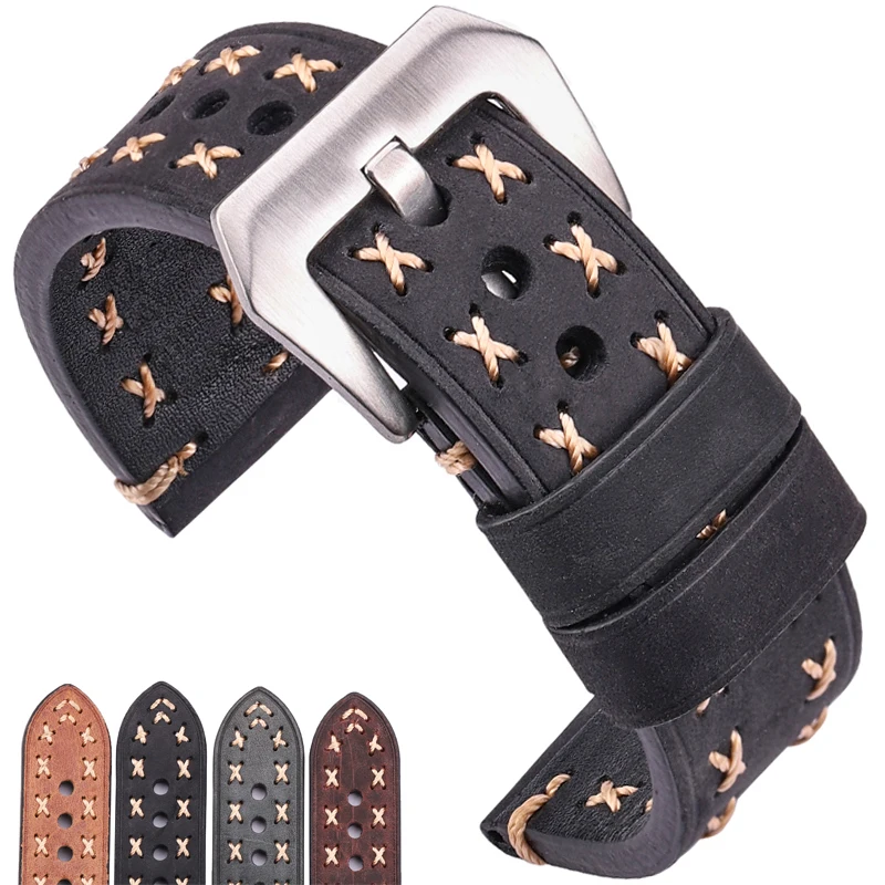 VintageLeatherWatchStrapsinBrownBlackGreenCoffeeforMenand