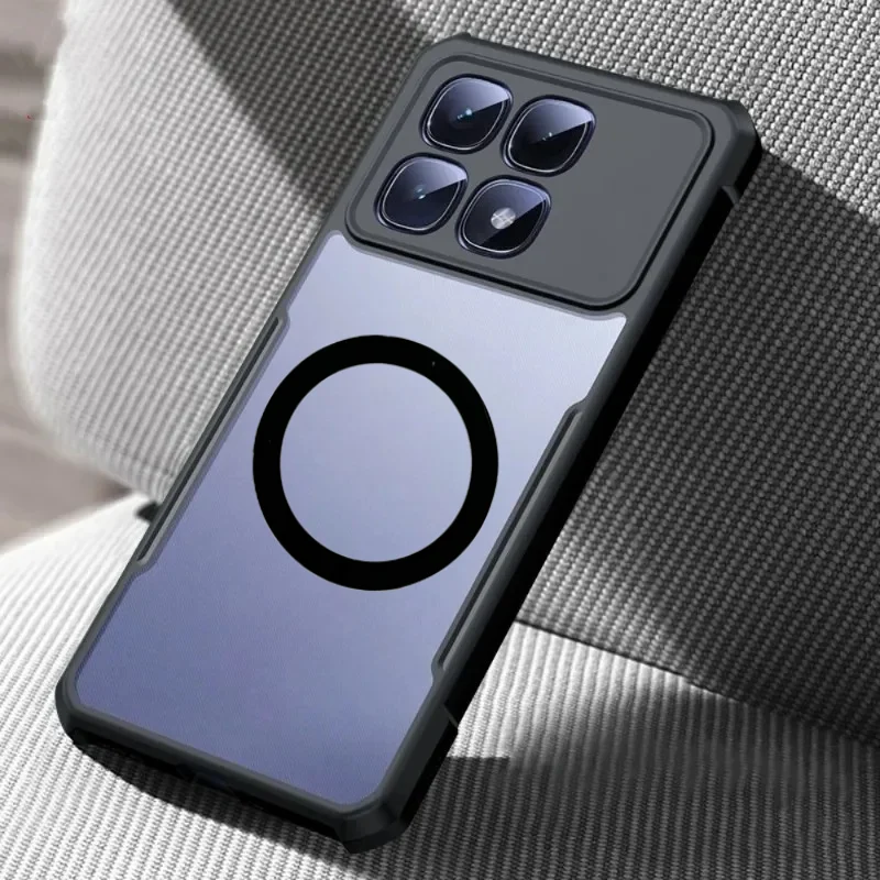 Luxury Transparent Armor Design Phone Case with Magnetic Anti-drop Cover