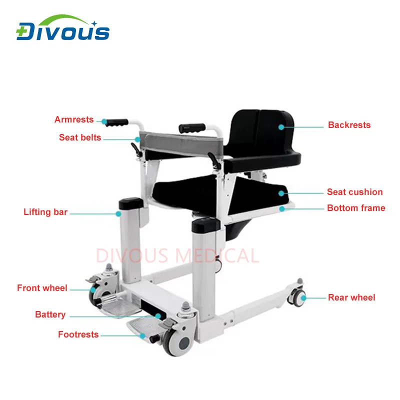 High Capacity IP25 Waterproof Electric Patient Lifting Transfer Wheelchair Elderly Bathing Chair Disabled Aids 3