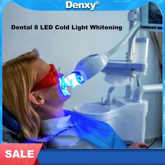 DENXY 1 pcs Dental 8 LED Cold Light Whitening Kit With Time Display Teeth Whitening Machine Desktop Chair Install