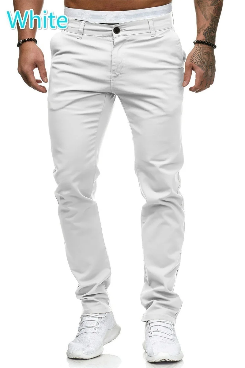 Fashion Mens Work Pants Street Style Solid Color Straight Casual Suit Pants Slim Fit Mens Trouser