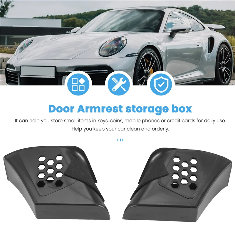 포르쉐 911 Boxster Cayman 2013-2019 용 2Pcs 검정색 도어 팔걸이 주최자 보관함