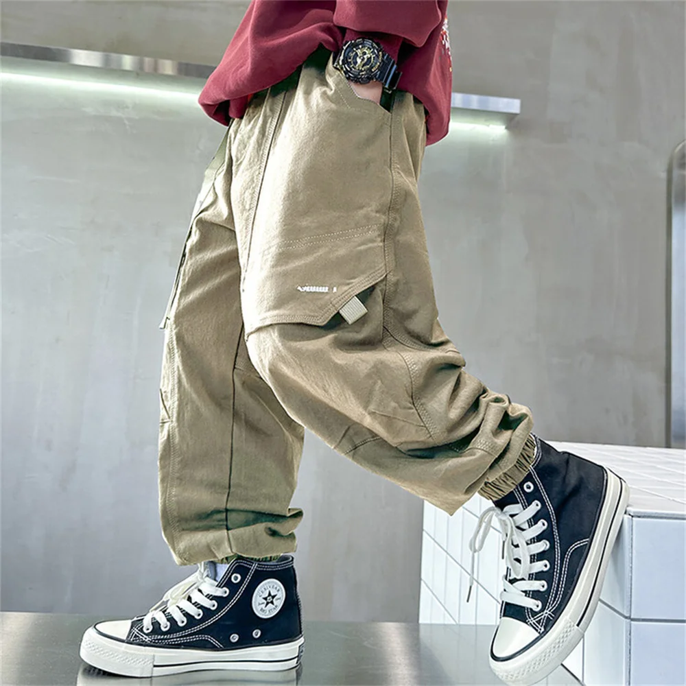 

2719 подростковые брюки-карго штаны для мальчиков спортивные брюки из чистого хлопка для мальчиков брюки для мальчиков детские прямые повседневные брюки