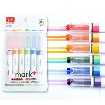 Evidenziatore a doppia linea + Set di pennarelli pennarelli colorati pastello evidenziatore di testo simpatici evidenziatori lucidi hzgrafo Kawaii Papelaria