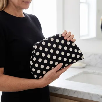 Borsa per il Trucco con Motivo a Pois e Blocchi di Colore, Grande Capacità, Portatile, Retrò, Pochette Cosmetica Resistente ed Elegante, Borsa da Spiaggia