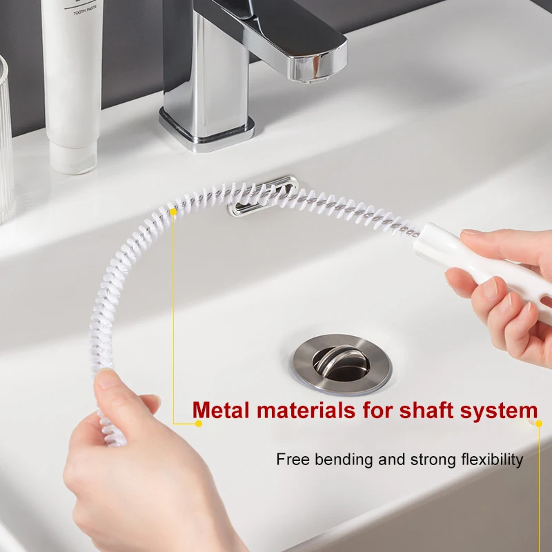 

Super Long Pipe Dredging Brush Bathroom Hair Sewer Sink Cleaning Brush Flexible Drain Cleaner Clog Plug Hole Remover Tool