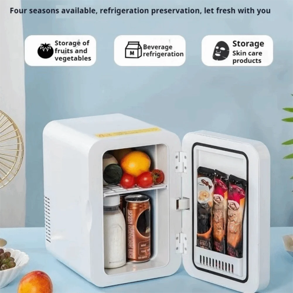 Portable 8L Mini Fridge Household Single Door Mini Cooler Box Digital Display Temperature Car Freezer Beauty Food Refrigerator