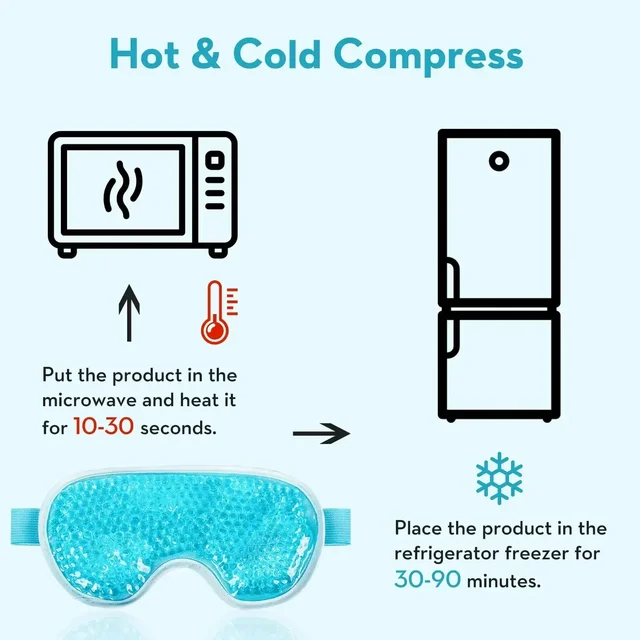 PVC Eye Mask Cooling Eye Mask Hot Cold Compress Gel Beads Eye Mask for Puffy Eyes Dark Circles Reduce Eyes Dry Sleep Eyes Mask 6