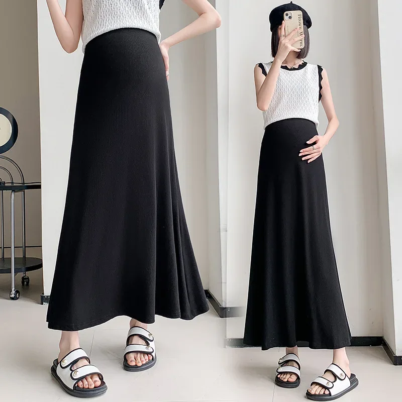 Spring Summer New plus Size Maternity Skirt High Waist Slimming Long Fish Tail Half Body Skirt Versatile No Belly Support