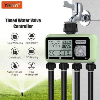 Water Timer 4/3outlet Valve Controller Automatic Irrigation System for Garden Lawn Plants IPX5 Waterproof Garden Watering System