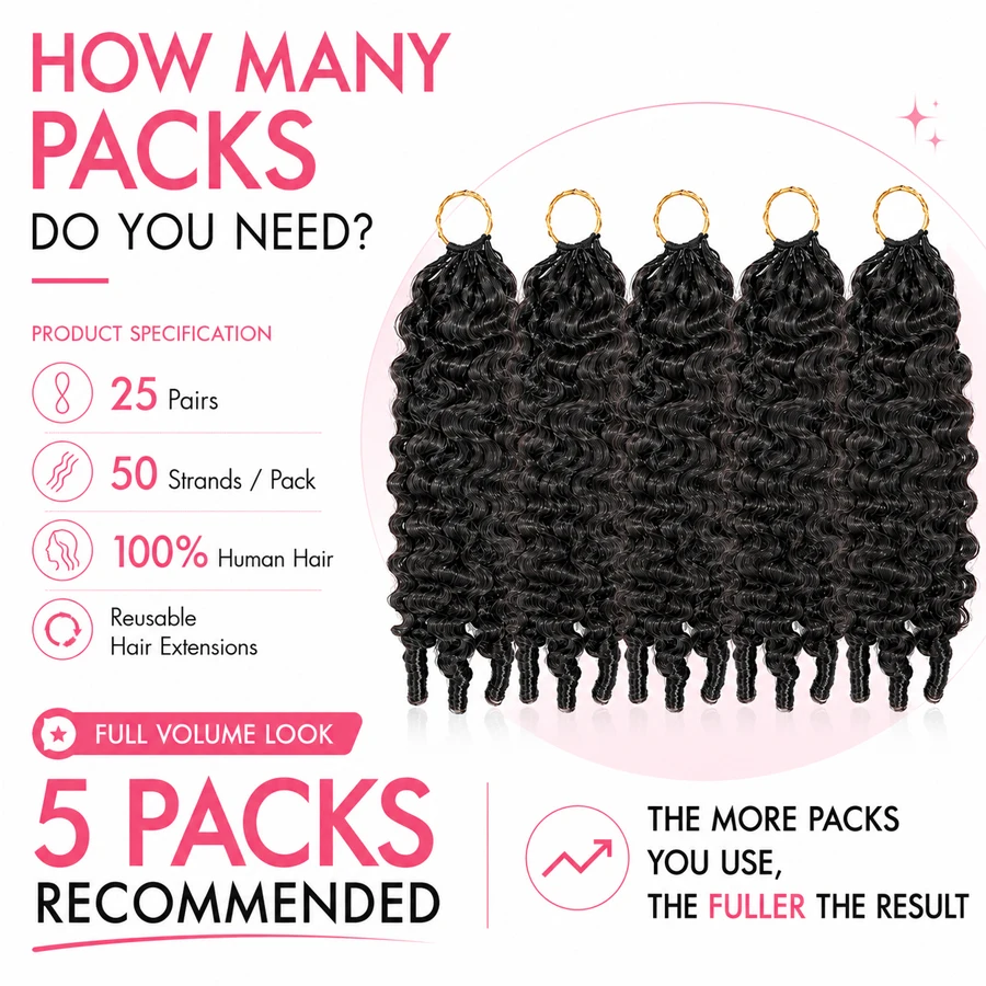 WOWANGEL Extension per Capelli Ricci Birmani con Piume, Estensioni di Capelli Umani con Nodi Ultra Sottili, Leggere, Effetto Naturale, Riutilizzabili, per Trecce - immagine 6