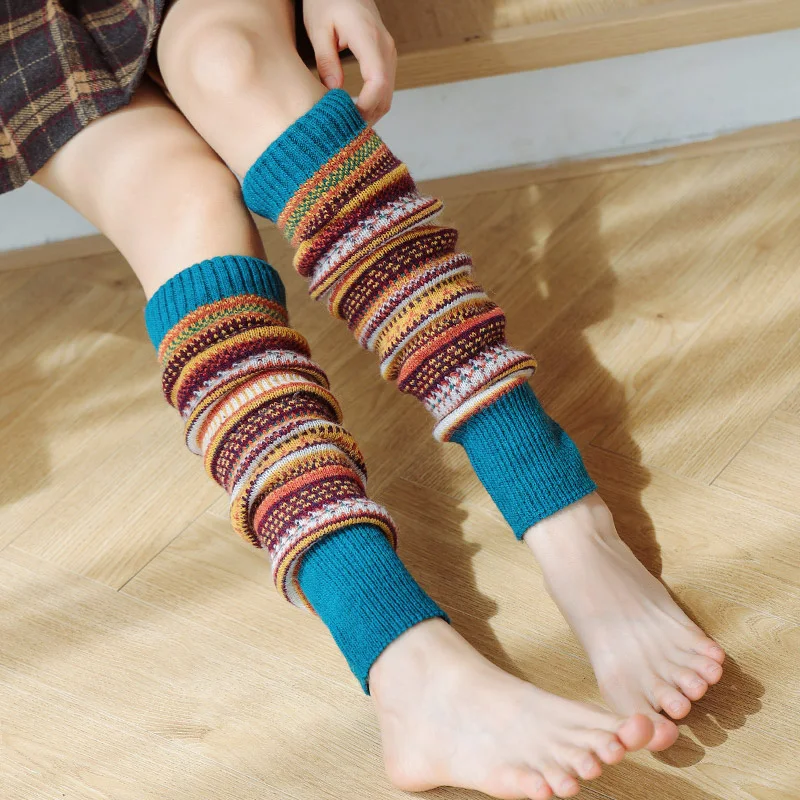 New Autumn And Winter Women's Korean Style Piled Socks Thickened Warm Leg Protecting Boots Short Mid-tube Wool Leg Cover