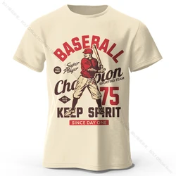 Men's Oversized Street Graphic Spirit T - Shirt - 100% Cotton Summer Top - S (Beige)