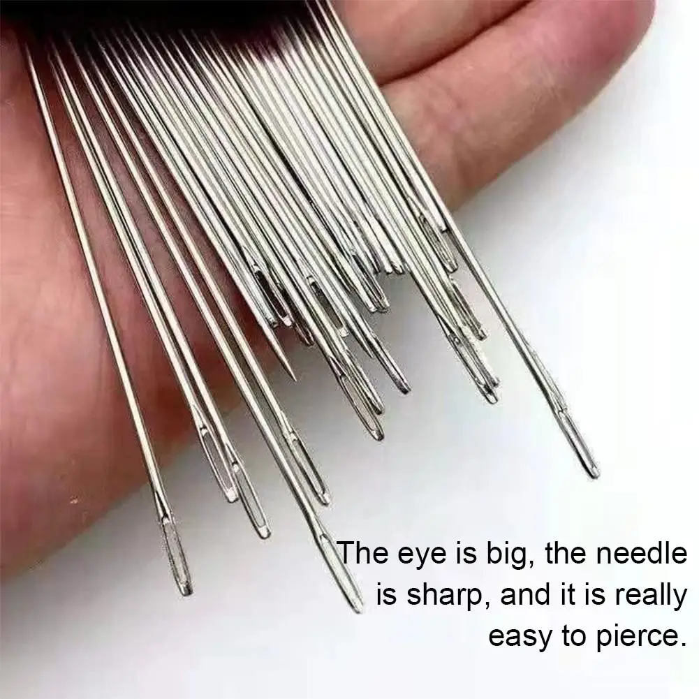 37-Piece Stainless Steel Sewing Needle Kit – Big Eye Hand Sewing Needles With Threader, Thimble & Repair Tools For Beginners