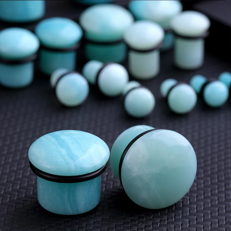 2pcs Organic Stone Ear Plugs Tunnels Single Flare Piercings Oreja Earrings Gauges Round Helix Lobe Labret Stretcher Body Jewelry