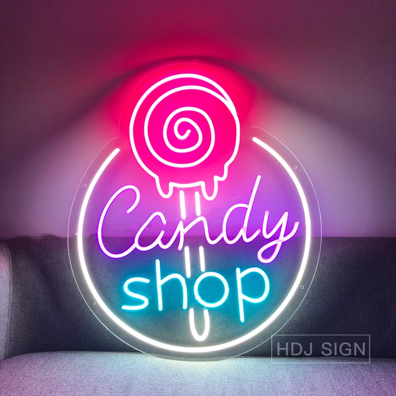 Enseigne au néon Lollipop Candy Shop, décor mural, lumière LED pour fête,  chambre à coucher, mur, lumières au néon, signalisation personnalisée -  AliExpress